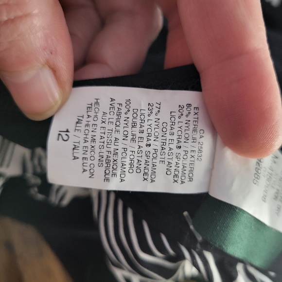 NWT Lauren Ralph Lauren Black/white side tie Bikini Bottom skirt Leaf Print S 12 - Picture 8 of 14